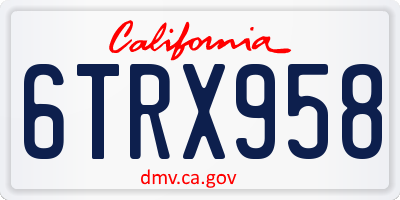 CA license plate 6TRX958