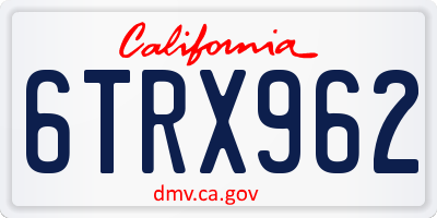 CA license plate 6TRX962