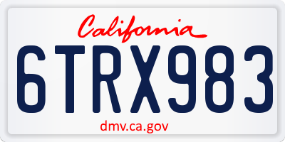 CA license plate 6TRX983