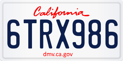 CA license plate 6TRX986