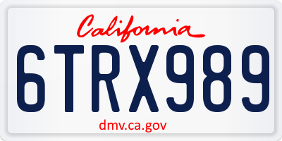 CA license plate 6TRX989