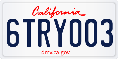 CA license plate 6TRY003