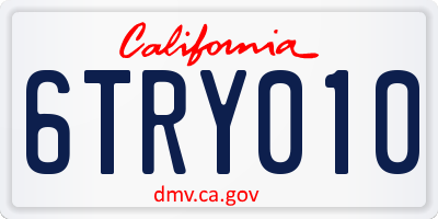 CA license plate 6TRY010