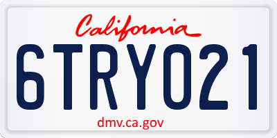 CA license plate 6TRY021