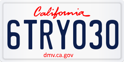 CA license plate 6TRY030