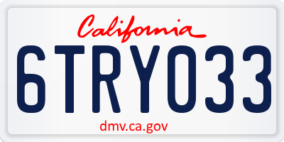 CA license plate 6TRY033