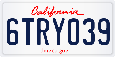 CA license plate 6TRY039
