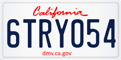 CA license plate 6TRY054
