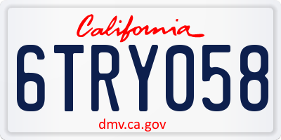 CA license plate 6TRY058