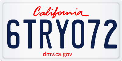 CA license plate 6TRY072