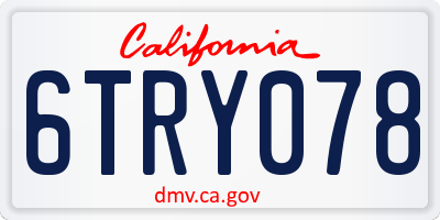 CA license plate 6TRY078