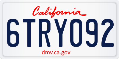 CA license plate 6TRY092