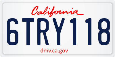 CA license plate 6TRY118