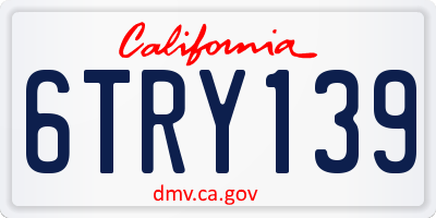 CA license plate 6TRY139