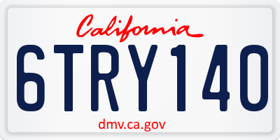 CA license plate 6TRY140