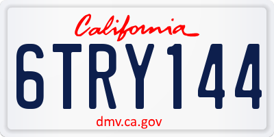CA license plate 6TRY144