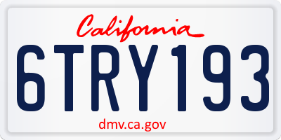 CA license plate 6TRY193