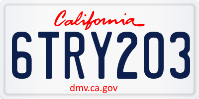 CA license plate 6TRY203