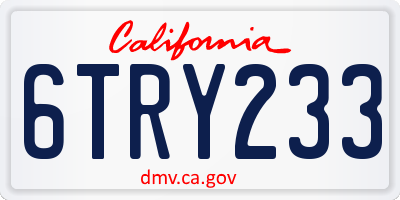 CA license plate 6TRY233