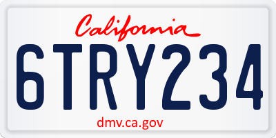 CA license plate 6TRY234