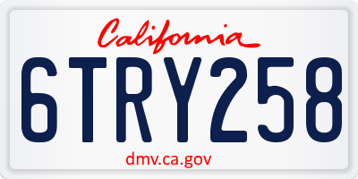 CA license plate 6TRY258