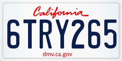 CA license plate 6TRY265