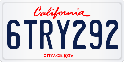 CA license plate 6TRY292