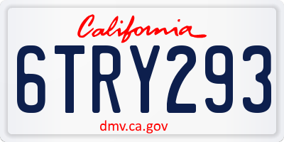 CA license plate 6TRY293