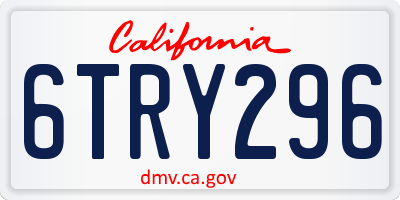 CA license plate 6TRY296