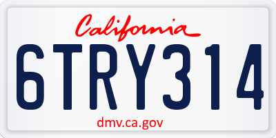CA license plate 6TRY314