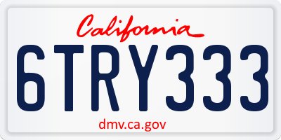 CA license plate 6TRY333