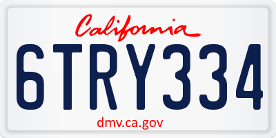 CA license plate 6TRY334