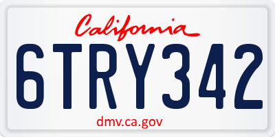 CA license plate 6TRY342