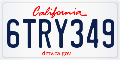 CA license plate 6TRY349