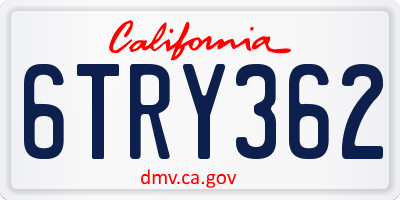 CA license plate 6TRY362