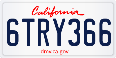 CA license plate 6TRY366