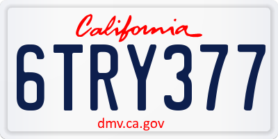 CA license plate 6TRY377