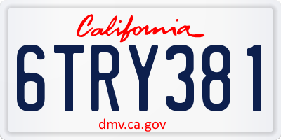 CA license plate 6TRY381