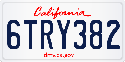 CA license plate 6TRY382