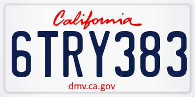 CA license plate 6TRY383