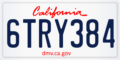 CA license plate 6TRY384