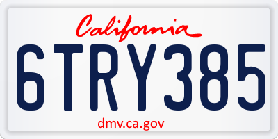 CA license plate 6TRY385