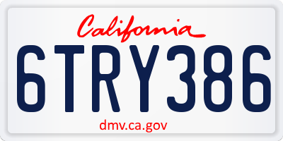 CA license plate 6TRY386