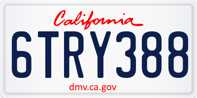 CA license plate 6TRY388