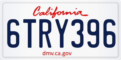 CA license plate 6TRY396