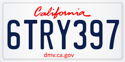 CA license plate 6TRY397