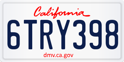 CA license plate 6TRY398