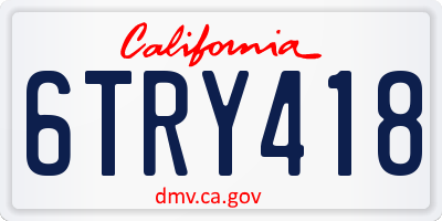 CA license plate 6TRY418