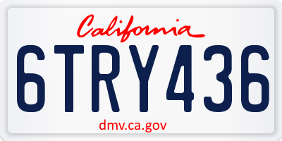 CA license plate 6TRY436
