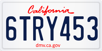 CA license plate 6TRY453